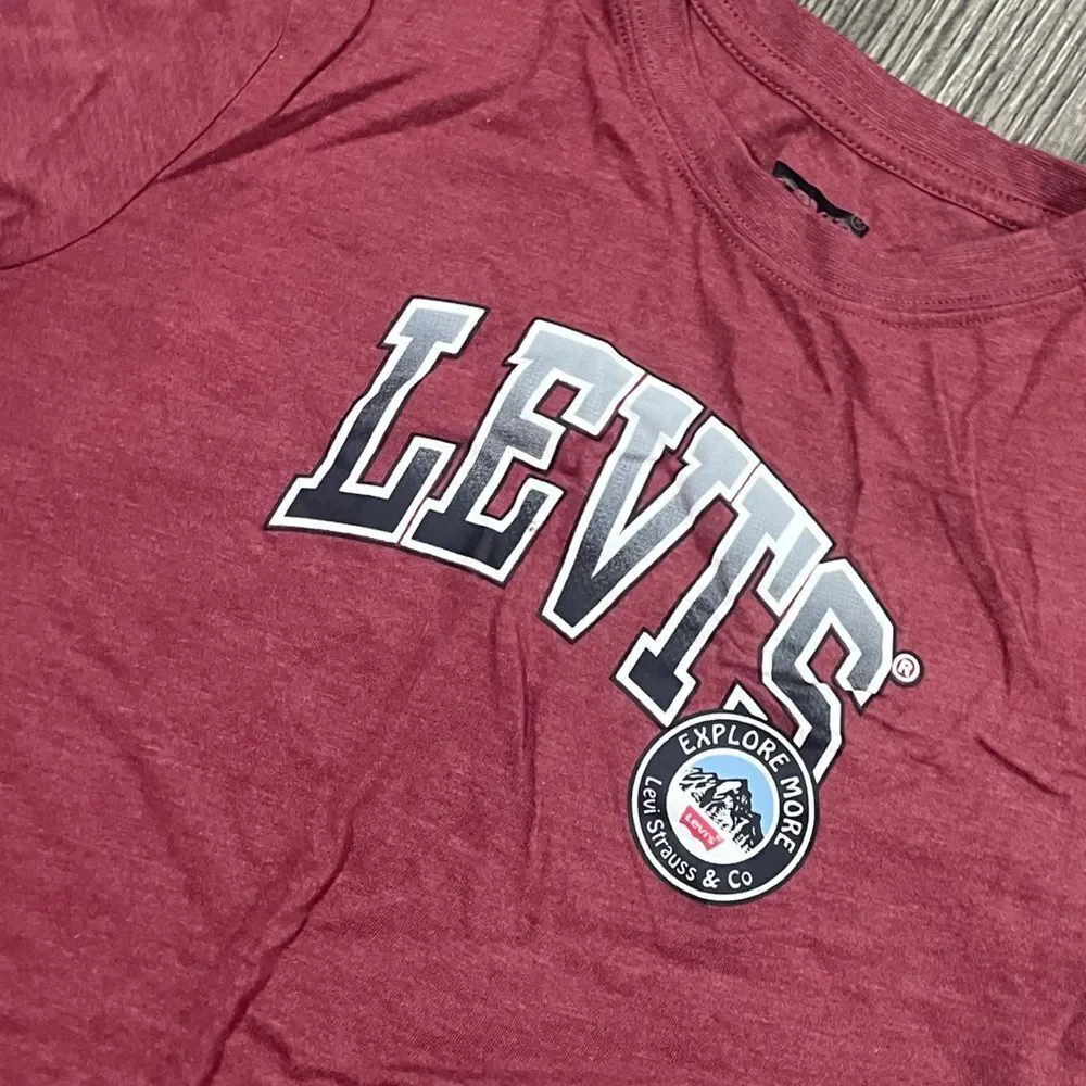 Levi's Boys T-Shirt Short Sleeve Crewneck Logo Print Pullover Red Size 14-16 - Picture 2 of 5